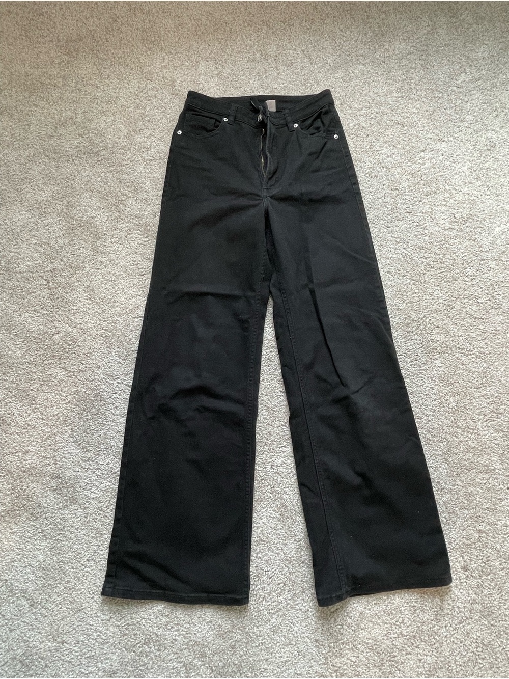 H&M Black High-Rise Wide-Leg Jeans
